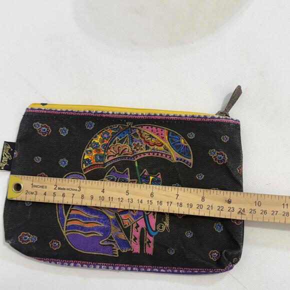 Laurel Burch Cotton Canvas Small Cosmetic Bag Cats Under Umbrella Makeup Bag - Picture 8 of 9